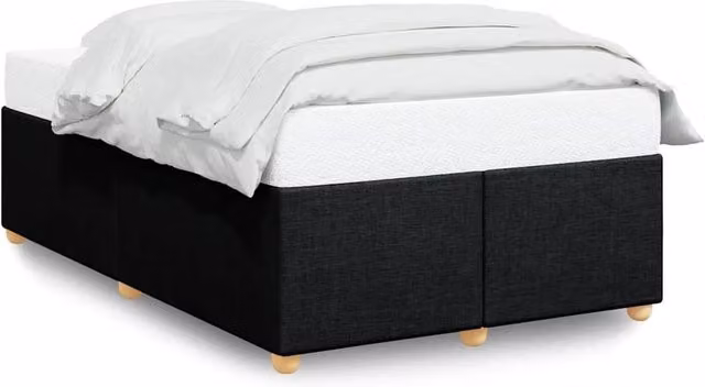 Berkfield Home Upholstered Fabric Bed Frame in Black, Double (W/D/H: 140 x 200 cm)