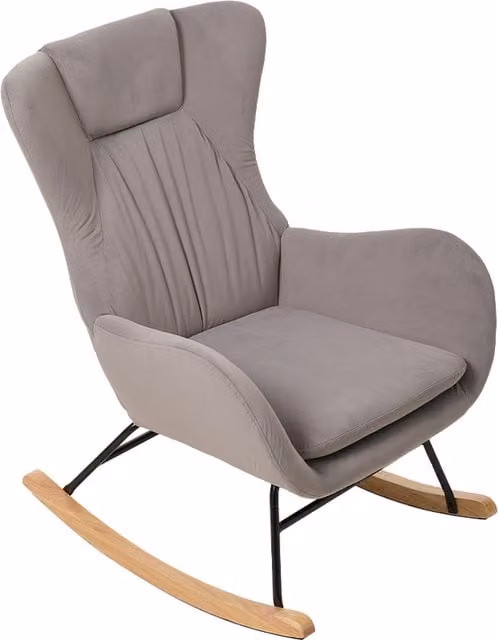 Livingandhome Modern Grey Microfibre Upholstered Rocking Chair with Armrests