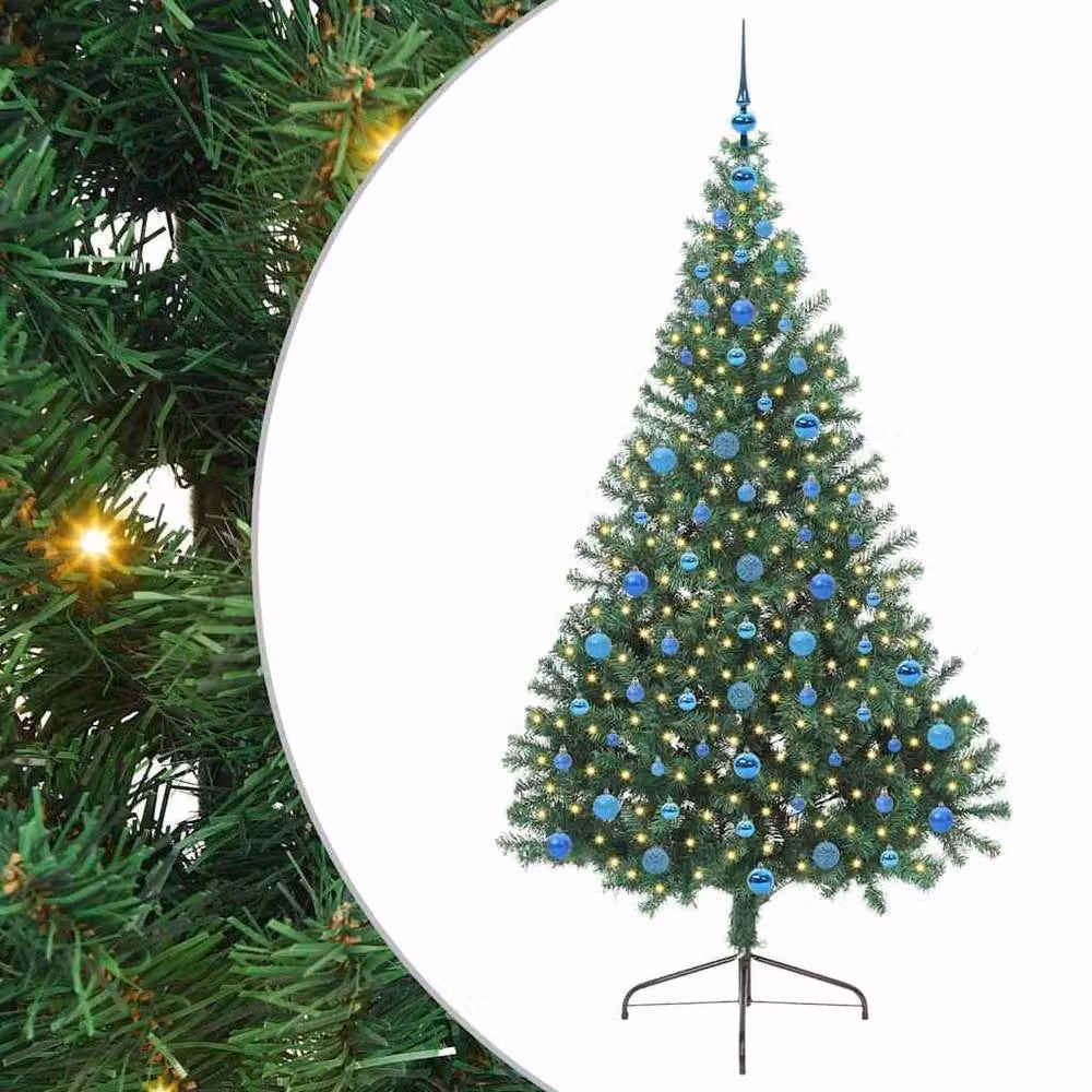 Berkfield Home Artificial Pre-lit Christmas Tree in Green, Height: 210 cm – 2