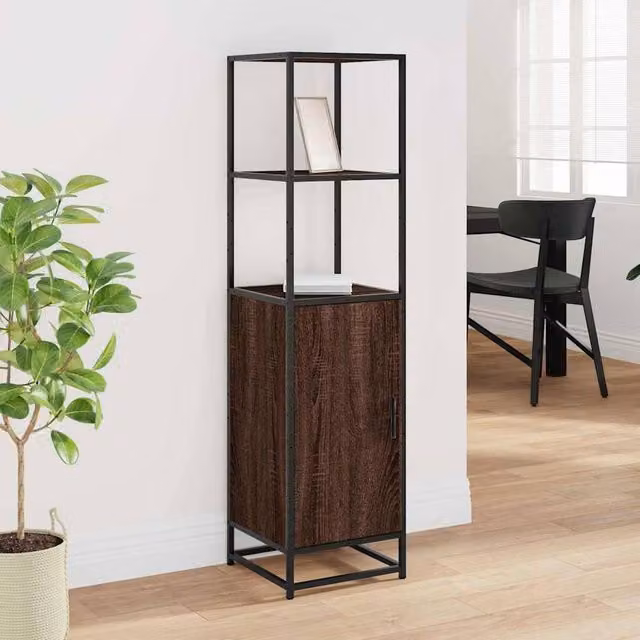 Berkfield Home Industrial Highboard in Brown Oak with Metal Accents, W/D/H: 35.5 x 35.5 x 139 cm – 1