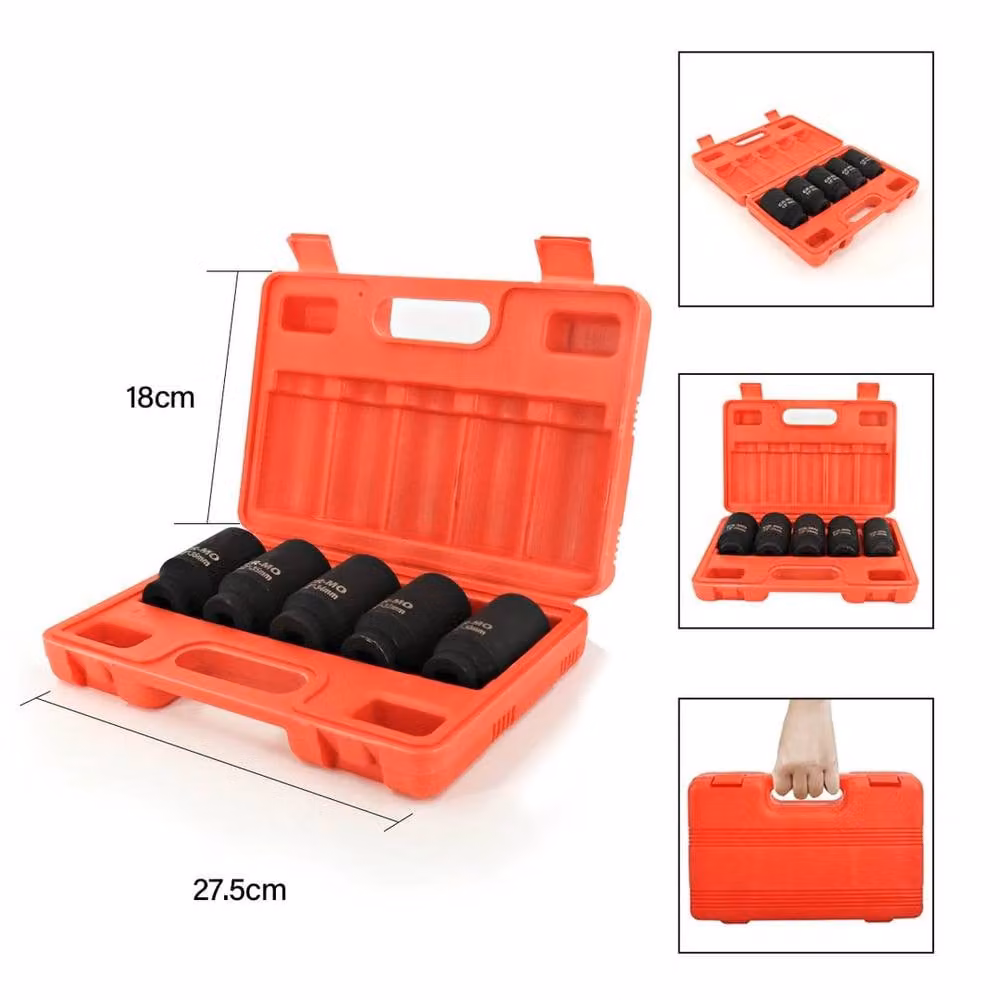 SPETLEK 5-Piece Deep Impact Socket Set in Red and Black, Chrome Molybdenum Steel, Sizes 30mm, 32mm, 34mm, 35mm and 36mm – 2