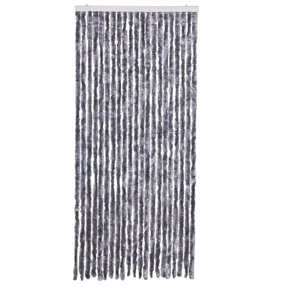 Berkfield Home Silver Striped Chenille Insect Curtain, W: 90 cm, H: 200 cm – 3