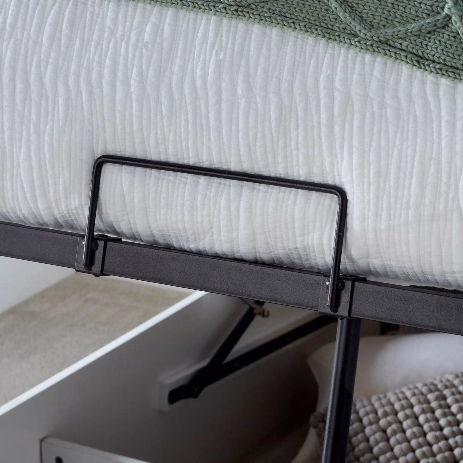 Bedmaster Dawson White Wooden Ottoman Bed Frame with Lift Up Base, W/D/H: 180 x 166 x 106 cm – 3