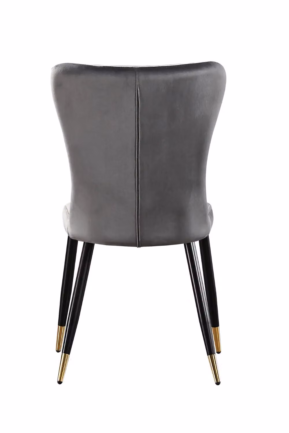 Life Interiors New York Modern Velvet Dining Chair in Grey with Black Metal Legs and Gold Tips – 3