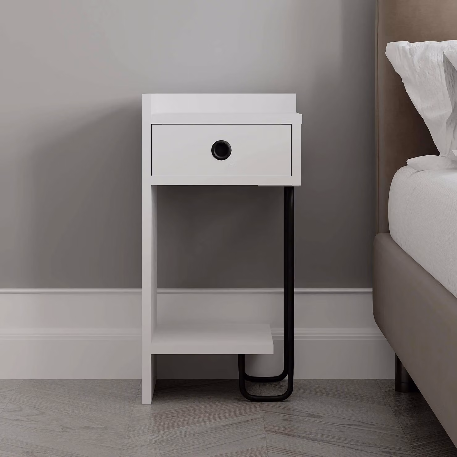 Decortie Sirius Modern Bedside Table in White W/D/H: 32 x 30 x 60 cm – 3