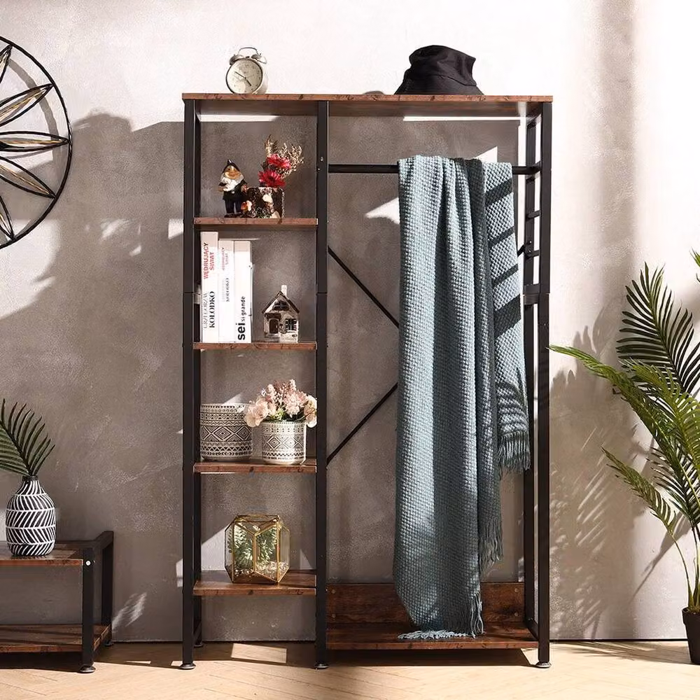 KORVIXA Black Metal Clothes Rail Open Wardrobe W/D/H: 100 x 100 x 100 cm – 2