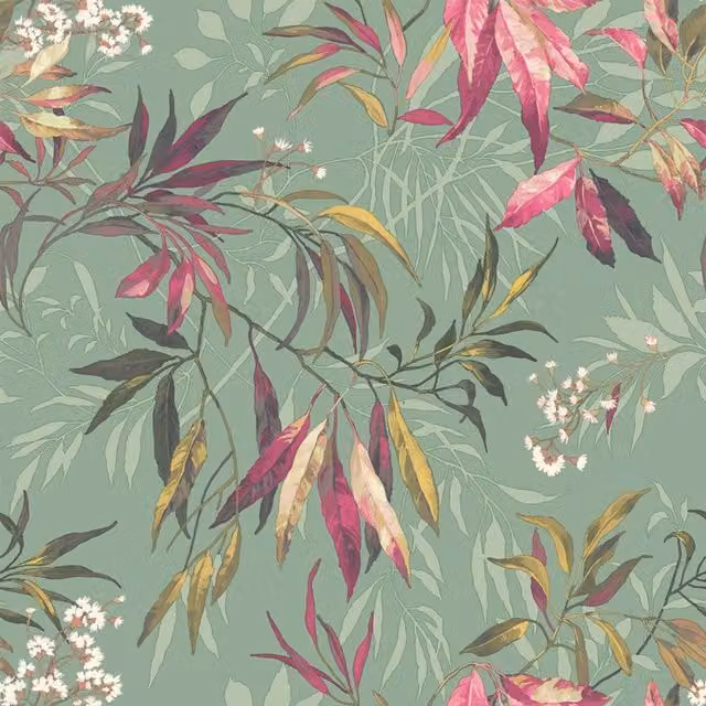 Belgravia Kanata Leaf Botanical Floral Wallpaper in Green