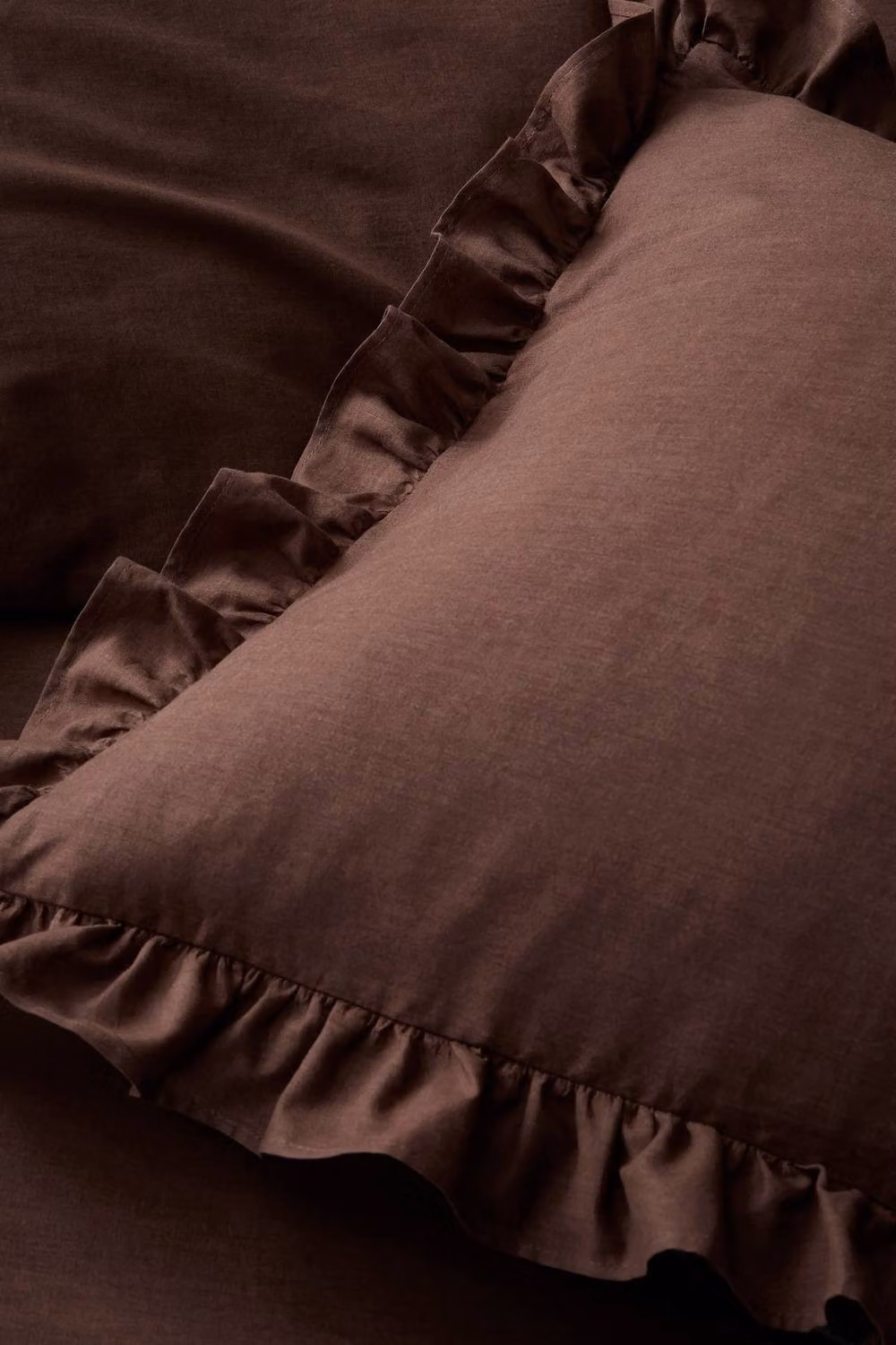 Appletree Cassia Frill Chocolate Cotton Duvet Cover Set, W/D/H: 140 x 200 cm – 2