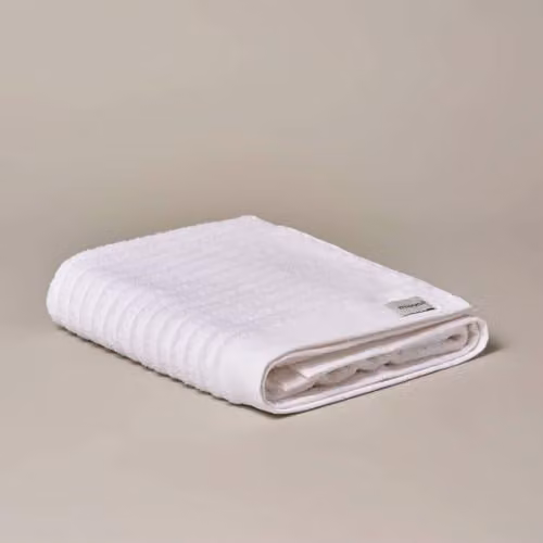 Misona Organic GOTS Cotton Luxury Ribbed Bath Sheet, White, W: 100 cm, L: 150 cm, 650GSM – 1