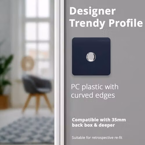 Trendi Modern LED Dimmer Switch 1 Gang 2 Way Blue – 6