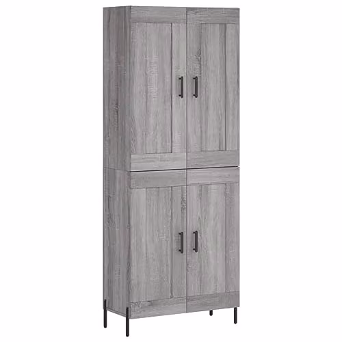 vidaXL Modern Grey Sonoma Highboard with Hinged Doors, W/D/H: 69.5 x 34 x 180 cm