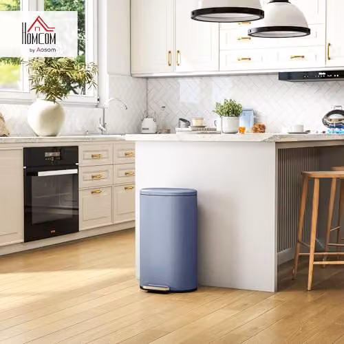 HOMCOM 30L Slim Rectangular Pedal Bin with Soft-Close Lid and Removable Inner Bucket, Grey – 2
