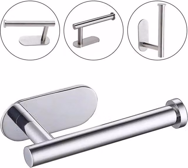 PAWNORA Self Adhesive Stainless Steel Toilet Paper Holder, Silver