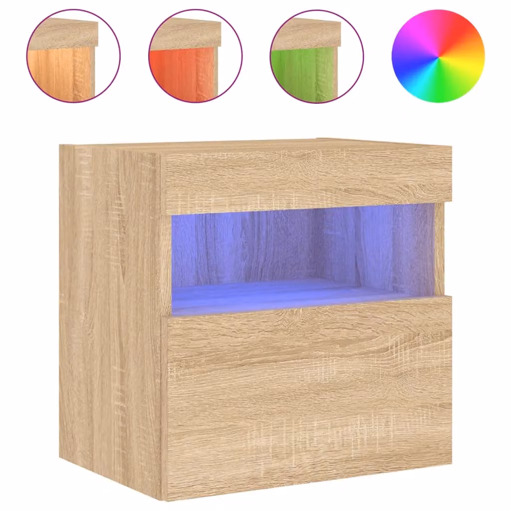 Berkfield Home Modern Wall Mounted TV Cabinet with Integrated LED Lights in Sonoma Oak Brown, W/D/H: 40 x 30 x 40 cm – 2
