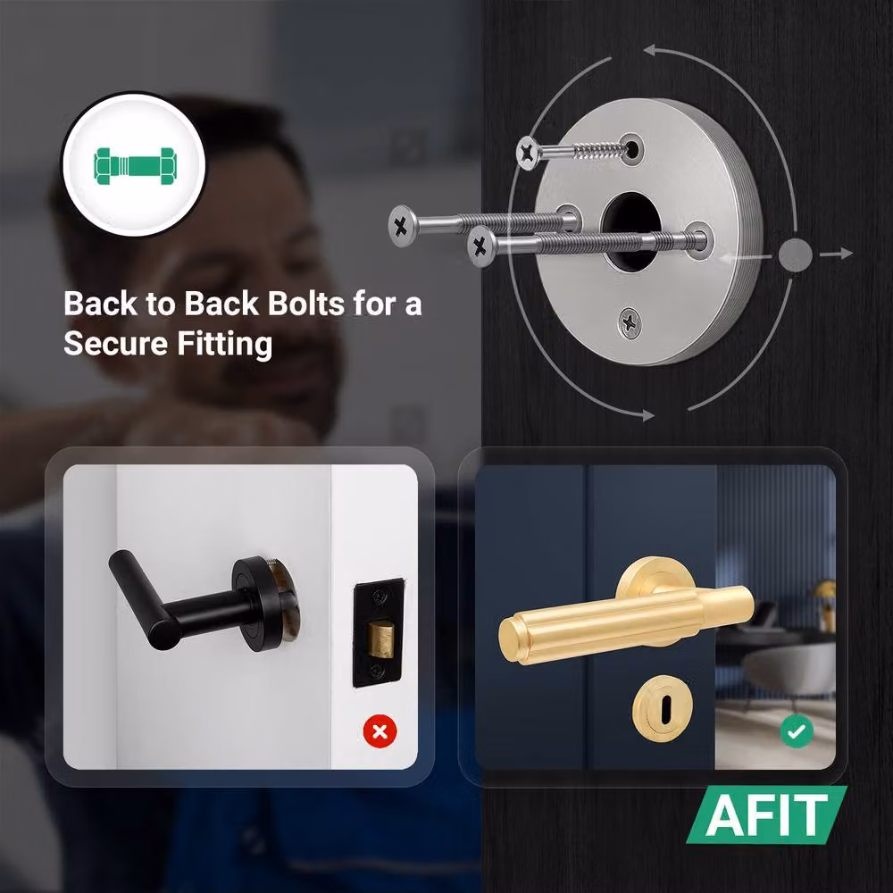 AFIT Satin Brass Fire Door Handle and Key Lock Set with Gold Hinges – 3