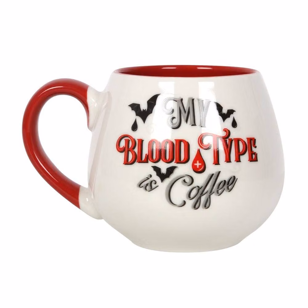 Uniqueful My Blood Type is Coffee Ceramic Mug in White and Red – 3
