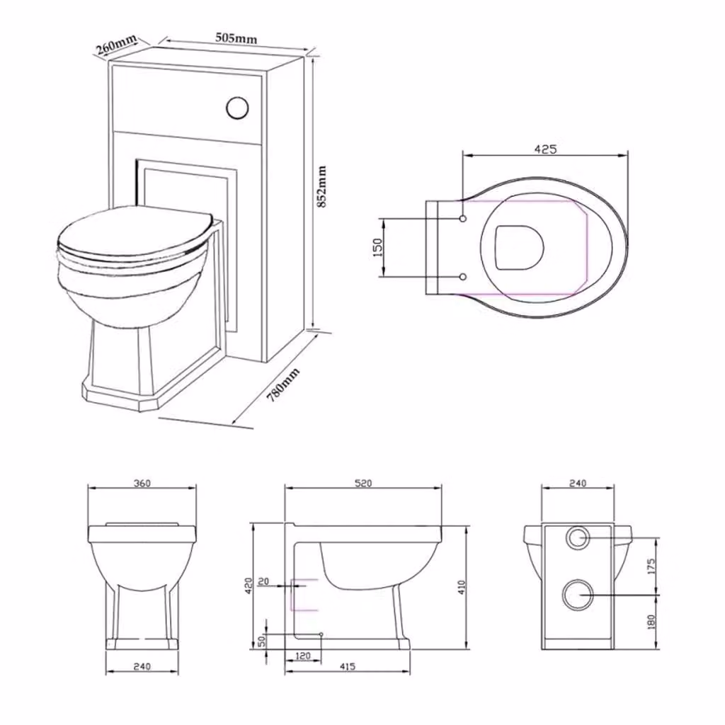 Clifton White Back to Wall Toilet with Soft Close Seat and WC Unit, Width: 50 cm – 2