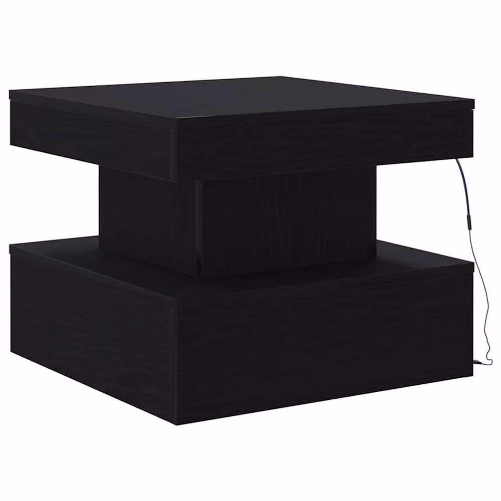 Berkfield Home Modern Square Coffee Table with LED Lights in Black Oak, W/D/H: 50 x 50 x 40 cm – 6