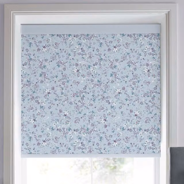 Laura Ashley Blossoms Blue Semi-Transparent Floral Made to Measure Roller Blind