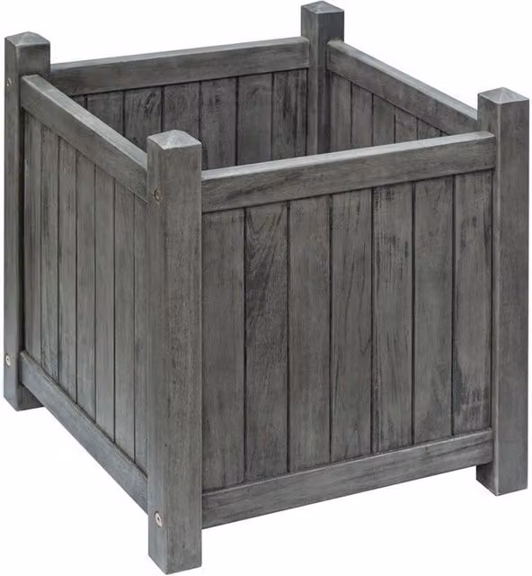 Rowlinson Alderley Grey Square Wood Planter Tub W: 41.5 cm, D: 41.5 cm, H: 41.5 cm – 5