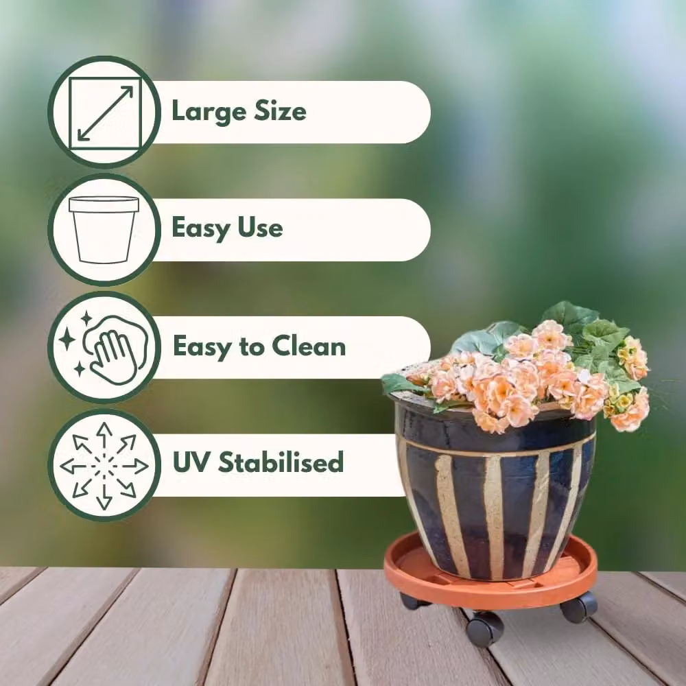 Marco Paul Plant Pot Caddy, Burnt Orange, Diameter: 29 cm – 5