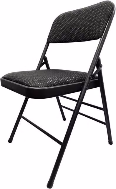 EONLION Black Deluxe Steel Folding Office Chair with Fabric Padded Seat