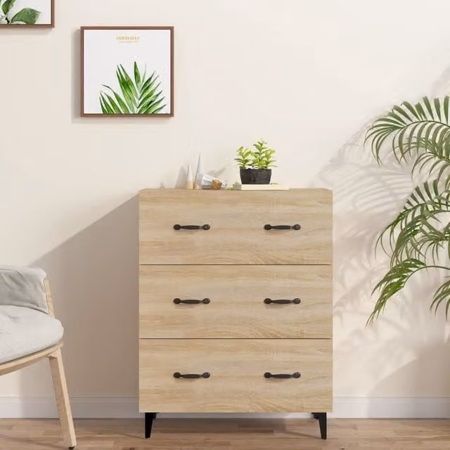 Berkfield Home Sonoma Oak Sideboard in Brown, W/D/H: 69.5 x 34 x 90 cm