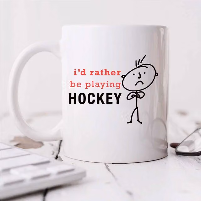 60 Second Makeover Men's I'd Rather Be Playing Hockey Ceramic Mug in White