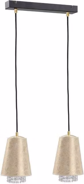Netlighting Molly Bar Pendant Ceiling Light in Gold and Crystal, 50 cm, 2x E27