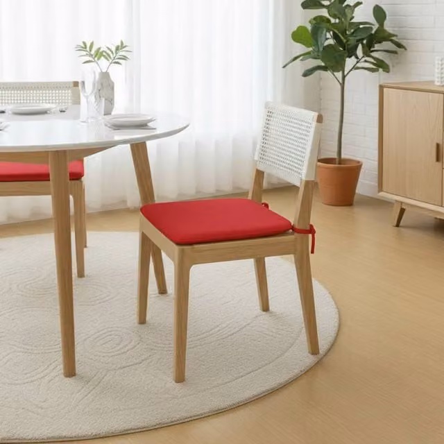 Snug City Pack of 2 Red Foam Seat Pads with Ties for Dining and Kitchen Chairs