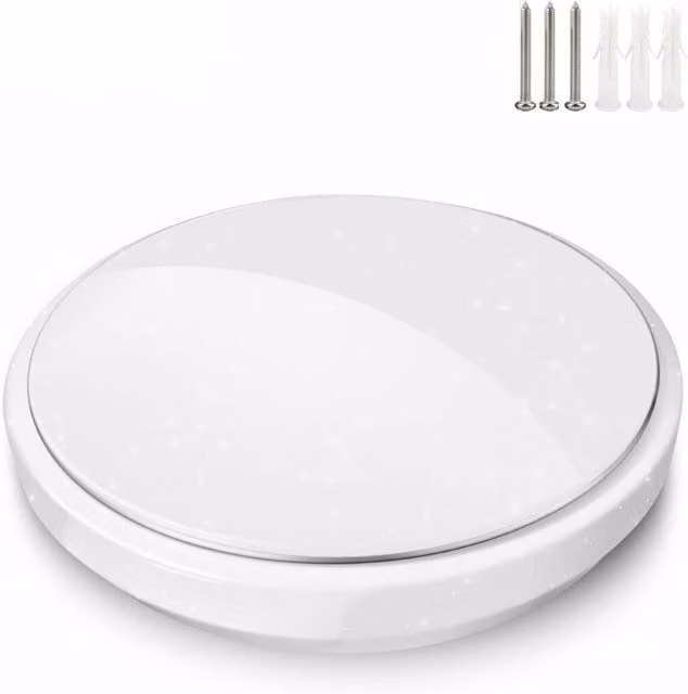 ExtraStar 18W LED Integrated Flush Ceiling Light, Cool White, Diameter: 33 cm, White