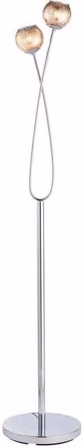 Loops Twin Light Modern Floor Lamp in Chrome and Clear Glass H 152 cm x W 28 cm x D 28 cm – 1