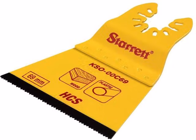 Starrett KSO-00C69 Flat-Sided HCS Oscillating Blade for Wood, 18 TPI, Yellow, W: 69 mm, H: 42 mm