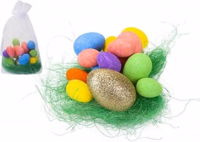 KDMD 64 Pack Golden Oval Plastic Easter Egg Hunt Set in Multicolour and Gold