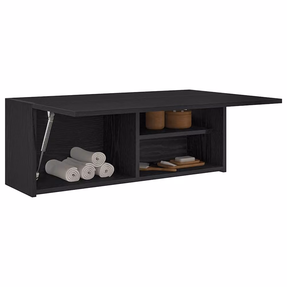 Berkfield Home Black Matt Bathroom Wall Cabinet with Hinged Doors and Internal Shelves W/D/H: 80 x 25 x 30 cm – 3