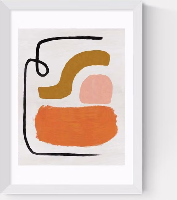 East End Prints Simple Abstract Framed Wall Art in White and Multicolour
