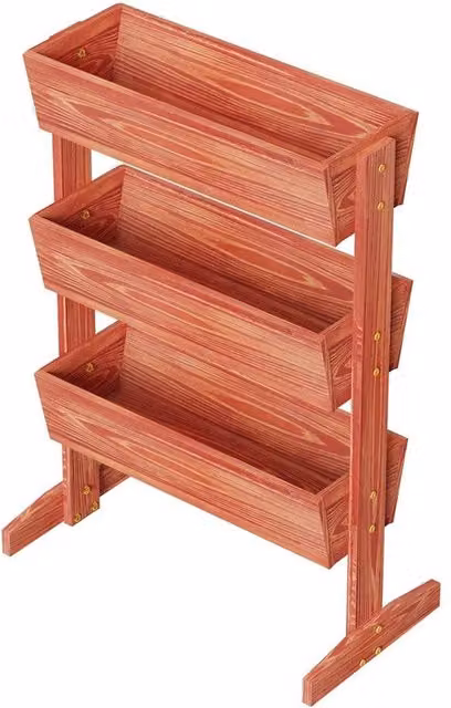 NESTLUNE Tiered Wooden Raised Garden Bed Vertical Planter in Brown
