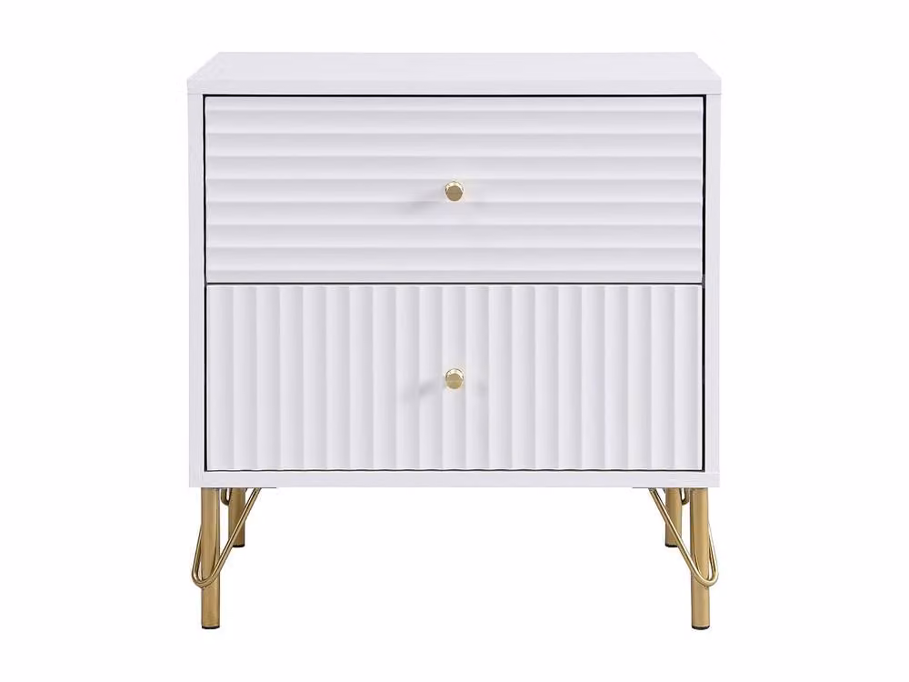 Vente-unique LOUREO 2-Drawer Bedside Table, White, W/D/H: 40 x 40 x 58 cm – 2