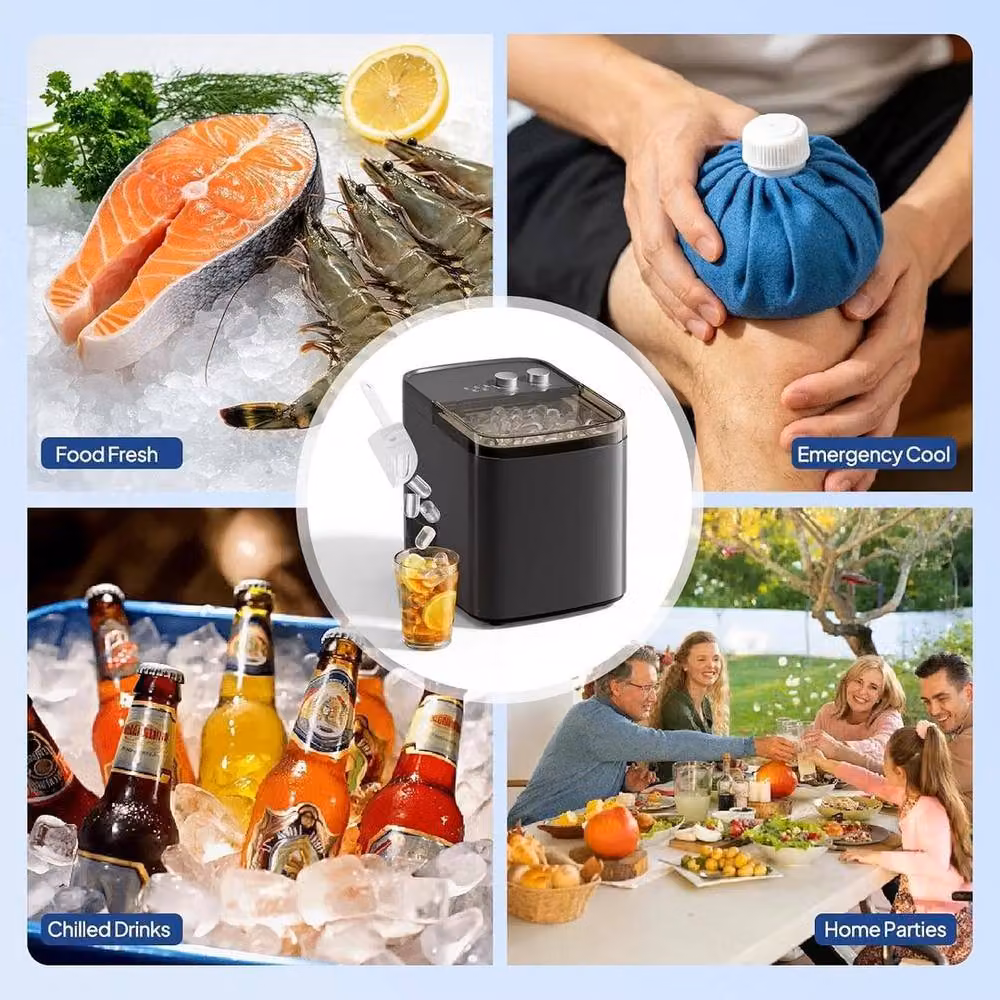 Kelvenix Countertop Ice Maker in Black with 14kg Capacity and Auto Shut-off Function – 4