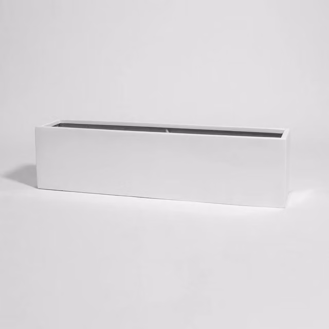 Primrose Garden White Gloss Polystone Low Trough Planter W: 120 cm, D: 30 cm, H: 25 cm