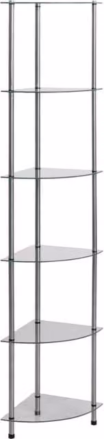 Berkfield Home 6-Tier Tempered Glass and Metal Shelf in Clear, W/D/H: 30 x 30 x 160 cm