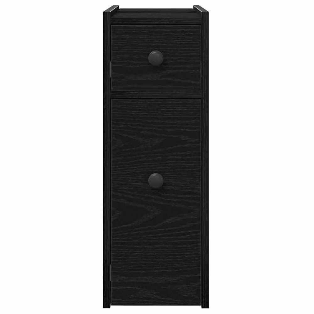 Berkfield Home Narrow Bathroom Cupboard with Wheels in Black Oak Matt Engineered Wood – 4
