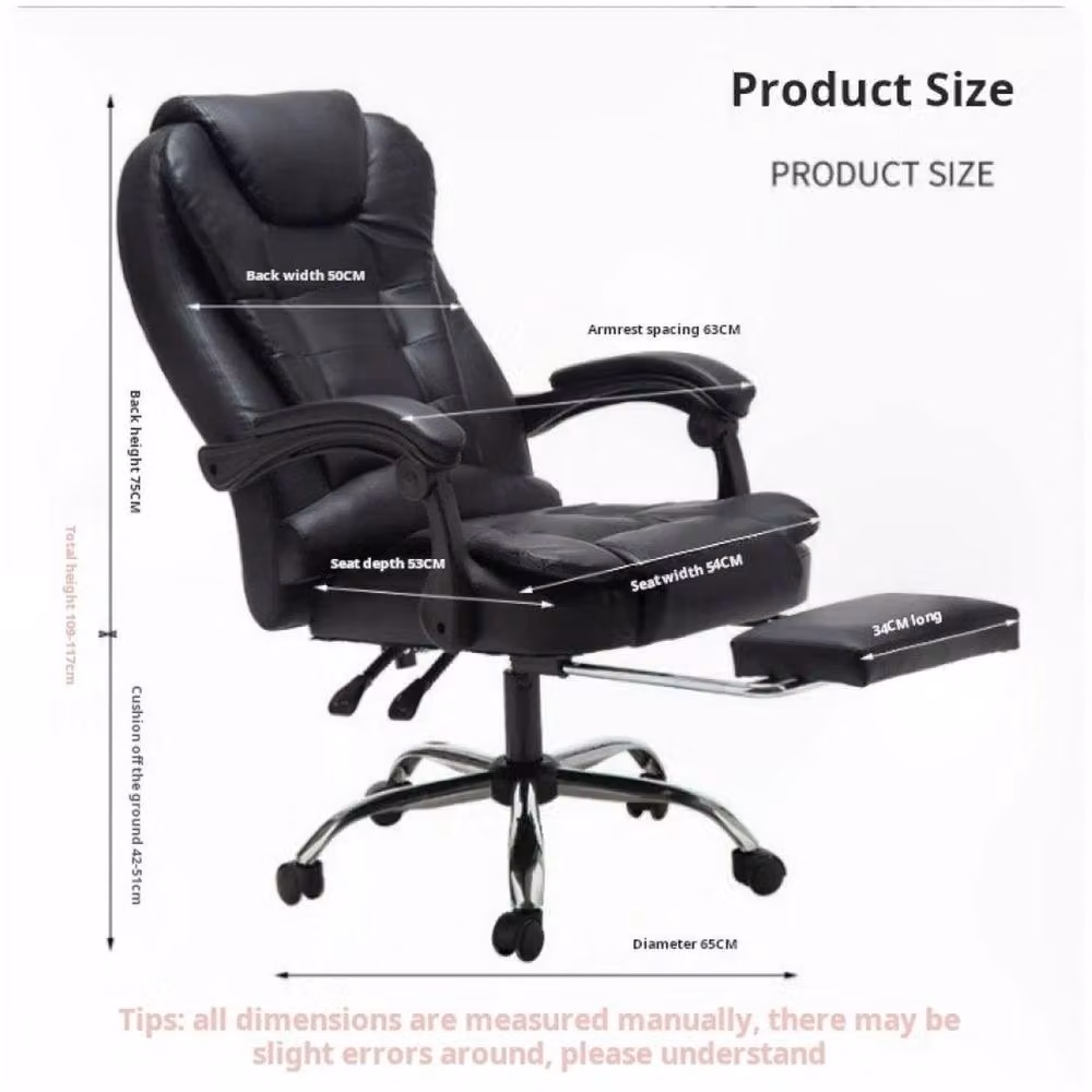 FORGEVIO Black Synthetic Leather 8-Point Massage Office Chair with Headrest and Foot Ring – 2