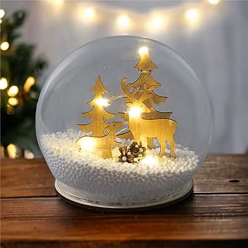 Netagon White Light Up Christmas Snow Globe with Reindeers – 3