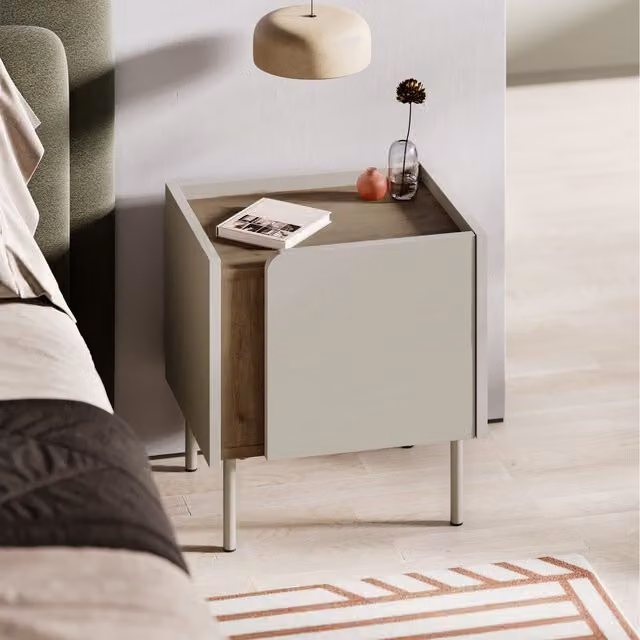 Decortie Norm Modern Bedside Table Nightstand in Sand