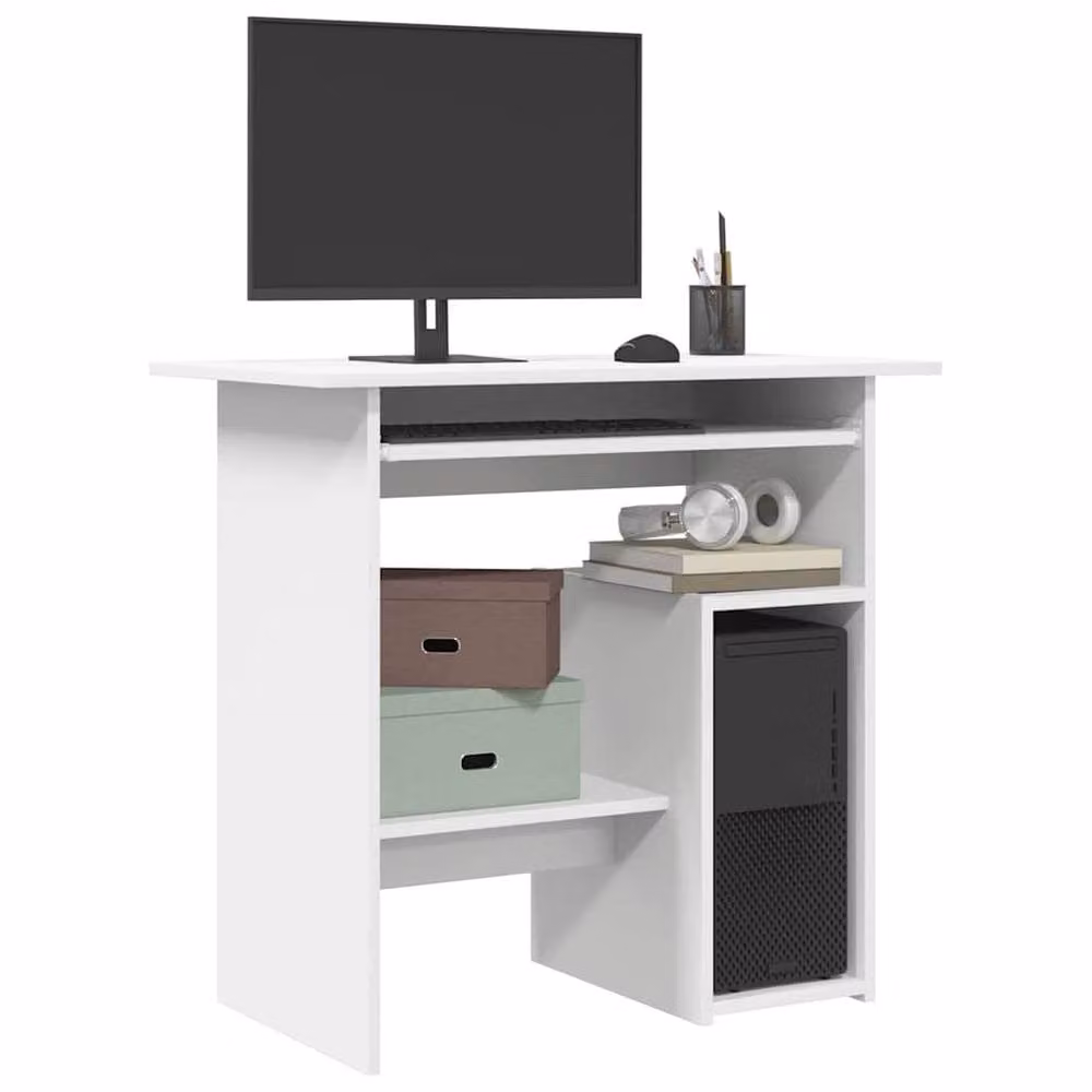 Berkfield Home Modern White Writing Desk in Engineered Wood, W/D/H: 80 x 45 x 74 cm – 2
