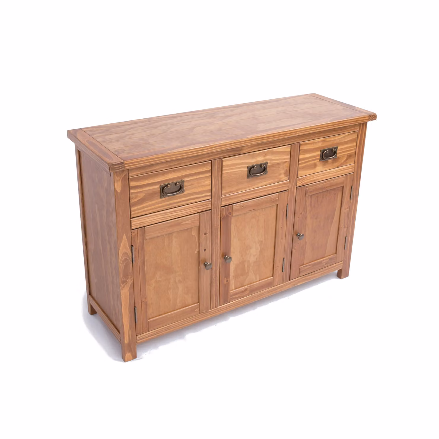 Cabinet Bits Padua Lacquered Pine 3 Door 3 Drawer Sideboard with Brass Drop Handles in Brown – 2