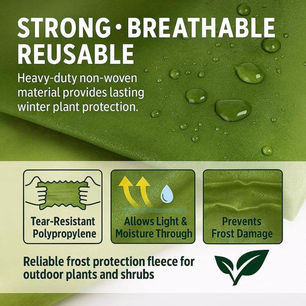 Marco Paul 3-Pack Plant Warming Fleece Covers in Green for Winter Protection – 3