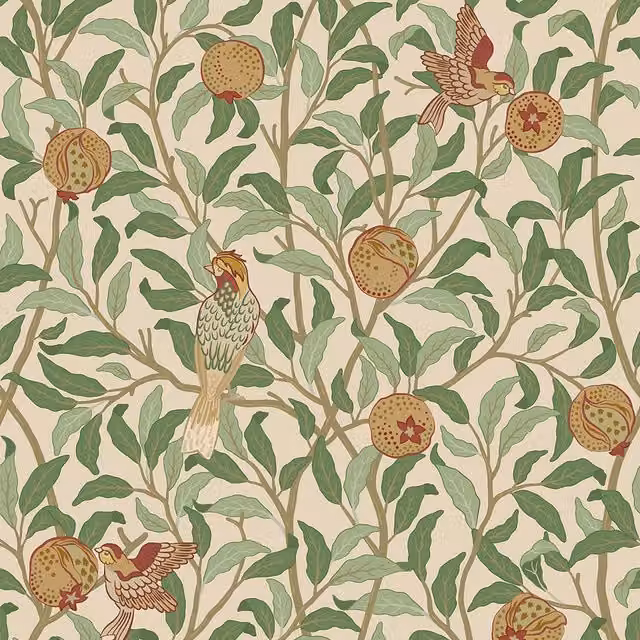 I Love Wallpaper Beauty of Nature Art Nouveau Wallpaper in Sage Green and Cream