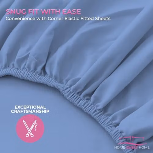 Snug City Super King Polycotton Plain Dyed Extra Deep Fitted Sheet in Light Blue, W/D/H: 180 x 200 x 25 cm – 3